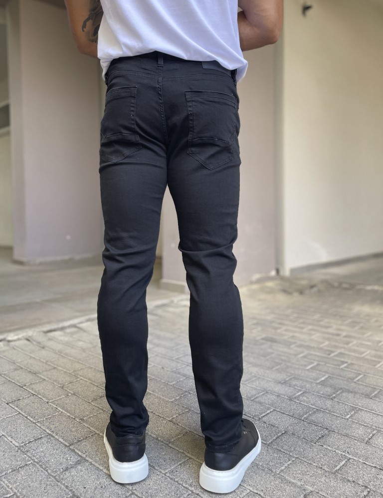 Ανδρικό μαύρο τζιν ελαστικό ίσια γραμμή με κουμπιά GB55272 φωτογραφία